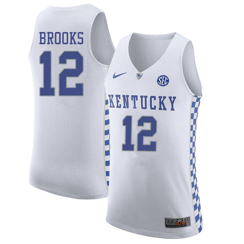 Men #12 Keion Brooks Kentucky Wildcats College Basketball Jerseys Sale-White - Click Image to Close